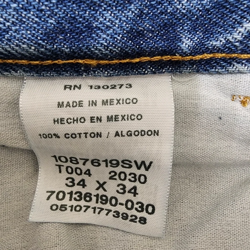 Rustler Men's Straight Leg Denim Jeans 34x34 Medium Blue Wash Workwear